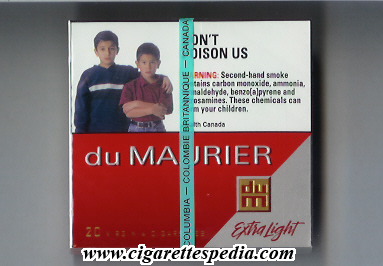 Du Maurier Extra Light cigarettes wide flat hard box